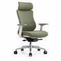Ergonomiczny oliwkowy fotel obrotowy z zagłówkiem, 68 x 68 x 119–129 cm
