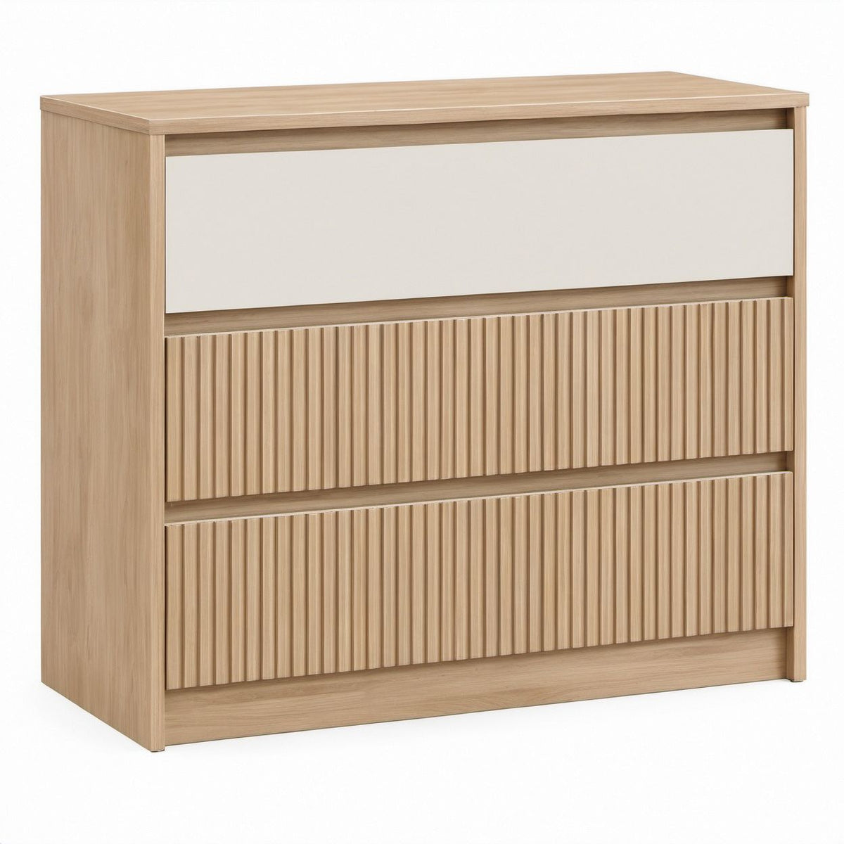 Komoda z 3 szufladami, jasnobeżowa i kremowa, 80 × 40 × 90 cm
