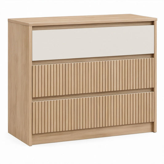 Komoda z 3 szufladami, jasnobeżowa i kremowa, 80 × 40 × 90 cm