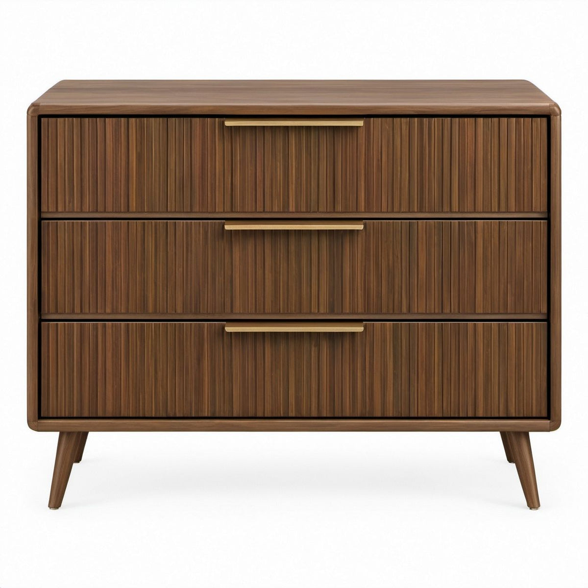 Komoda z 3 szufladami, orzechowo-mosiężna, 100 × 45 × 90 cm