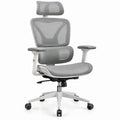 Ergonomiczny fotel biurowy obrotowy z zagłówkiem, regulacją i podparciem lędźwiowym, szary/jasnoszary/czarny, 65 x 65 x 119–129 cm